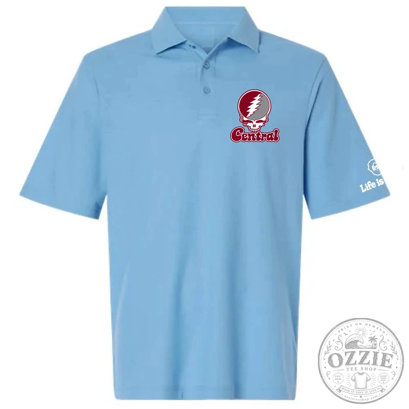 Grateful Dead Steal Your Face Central College Skull Polo Shirt 12 Grateful Dead Steal Your Face Central College Skull Polo Shirt