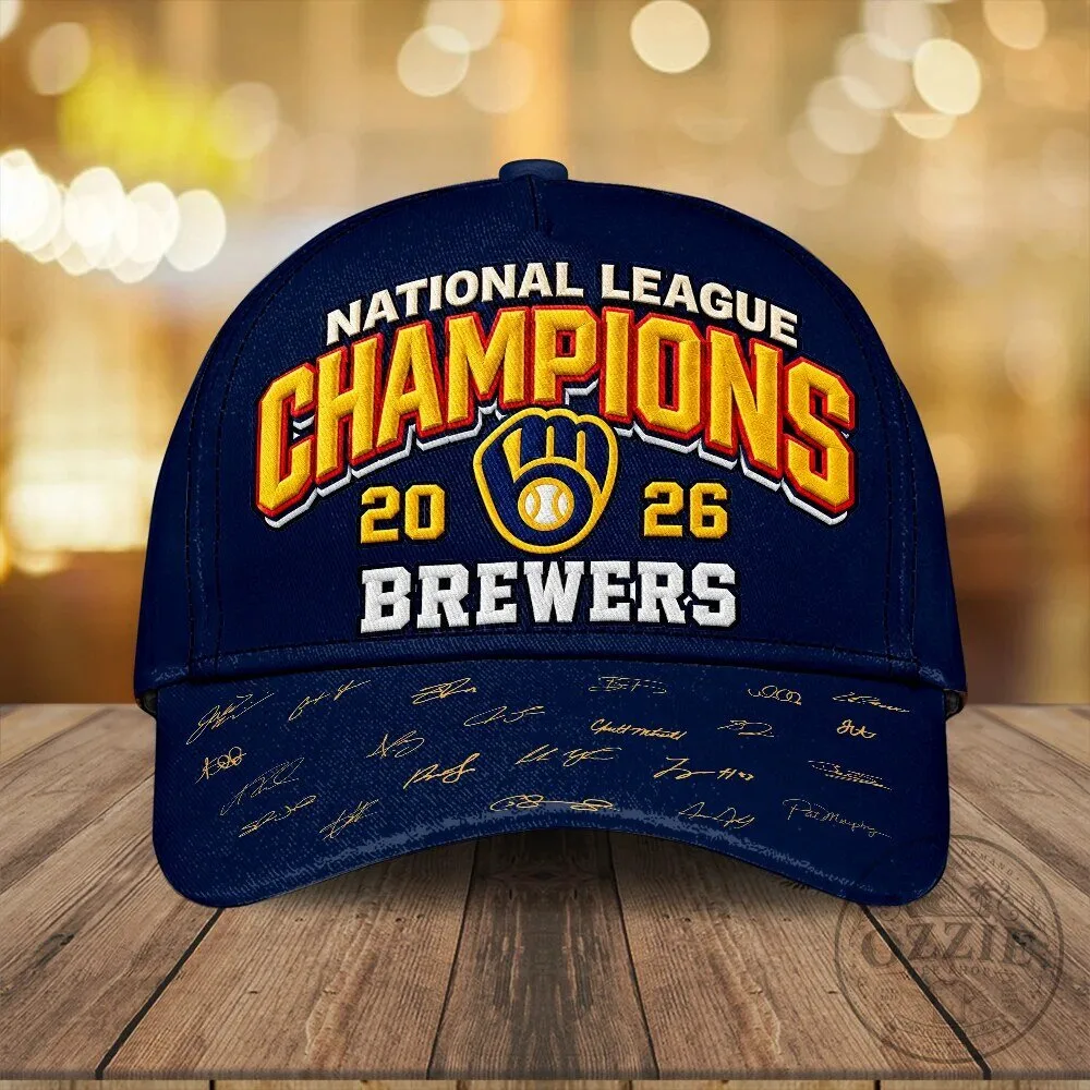 Milwaukee Brewers 2026 National League Champions Baseball Cap with Signatures 1 Milwaukee Brewers 2026 National League Champions Baseball Cap with Signatures
