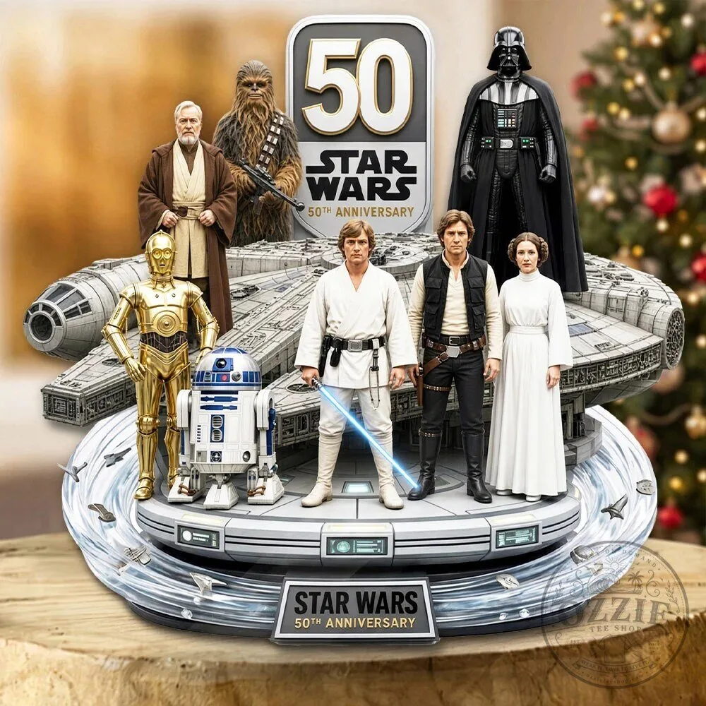 Star Wars 50th Anniversary Millennium Falcon and Characters Acrylic Plaque
