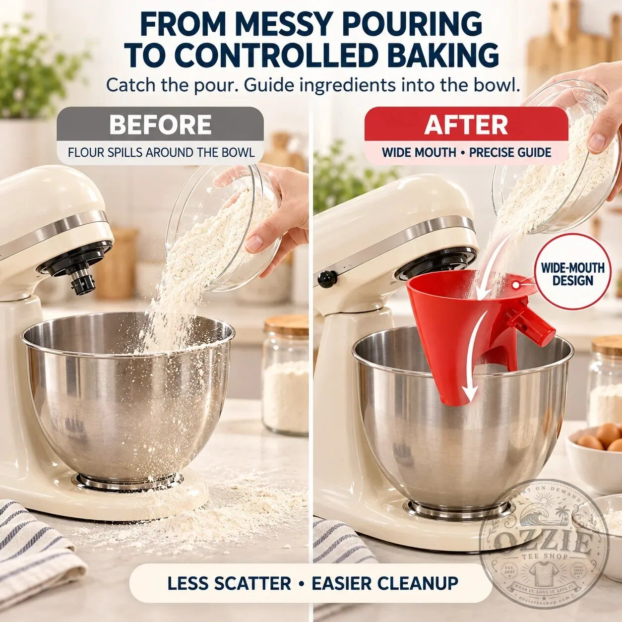 Wide Mouth Stand Mixer Flour Funnel for Mess-Free Ingredient Pouring 16 Wide Mouth Stand Mixer Flour Funnel for Mess-Free Ingredient Pouring