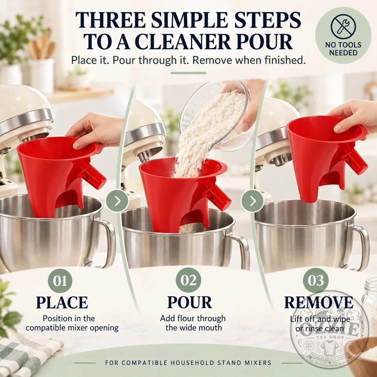 Wide Mouth Stand Mixer Flour Funnel for Mess-Free Ingredient Pouring 18 Wide Mouth Stand Mixer Flour Funnel for Mess-Free Ingredient Pouring