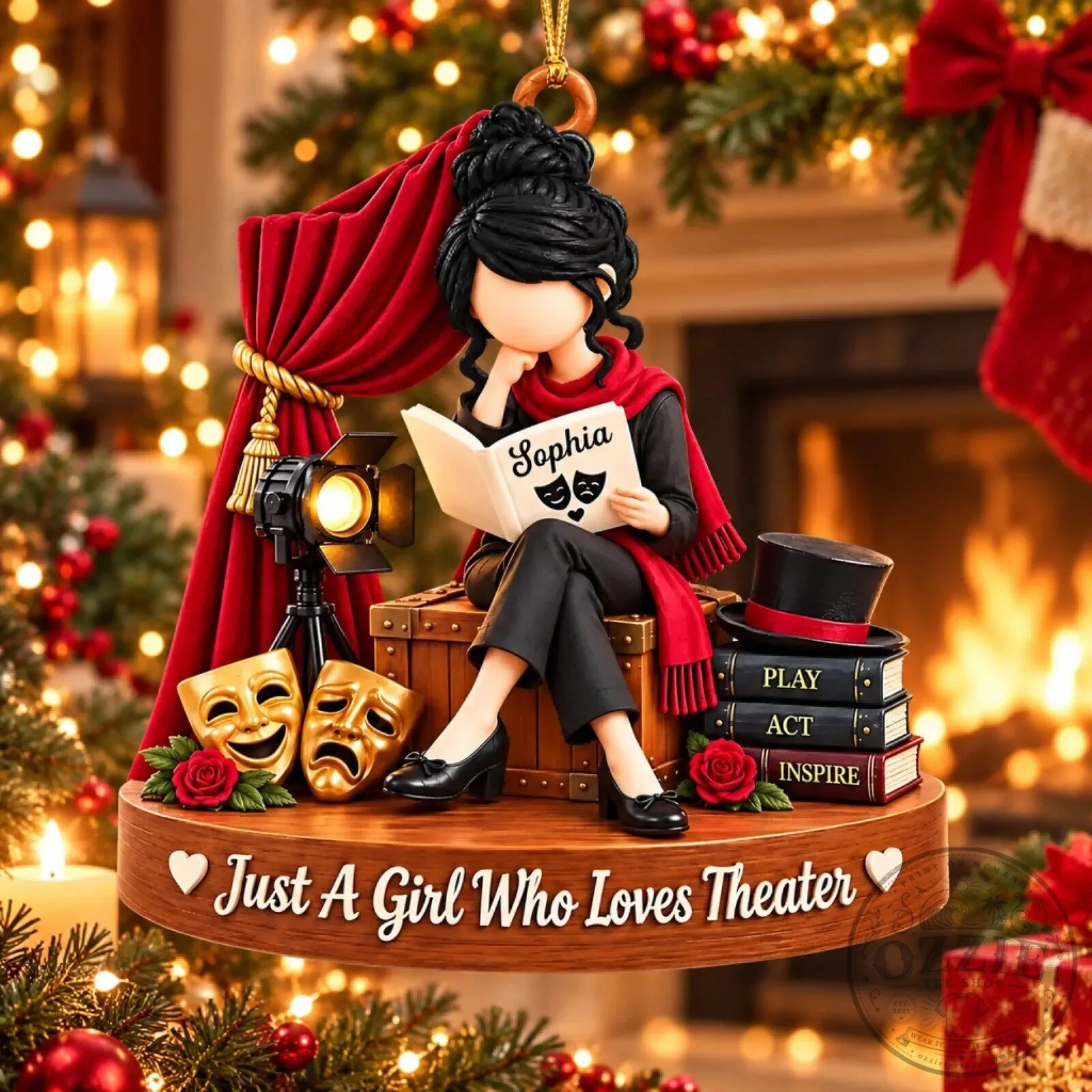 Personalized Theater Girl Reading Book Christmas Tree Ornament 15 Personalized Theater Girl Reading Book Christmas Tree Ornament
