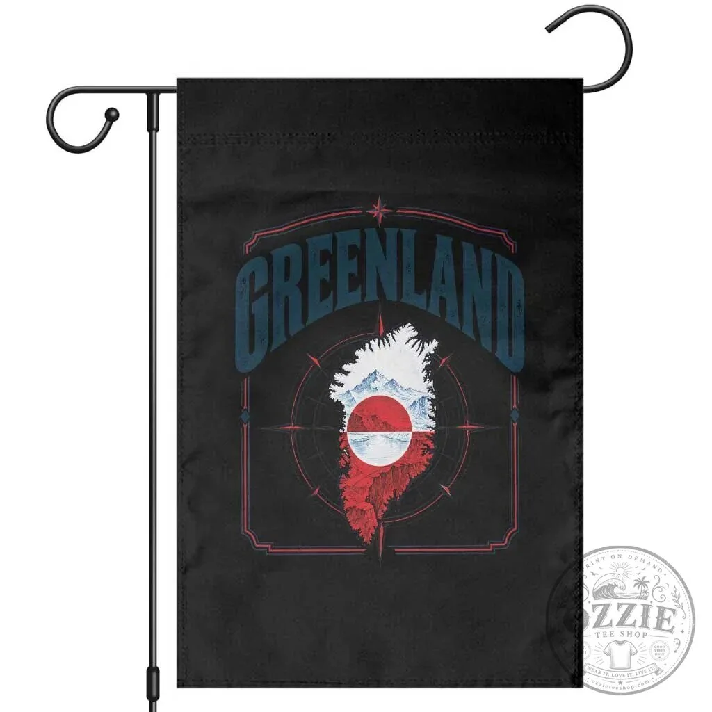 Greenland Map Vintage Compass Graphic Garden Flag Retro Geographic Country Pride