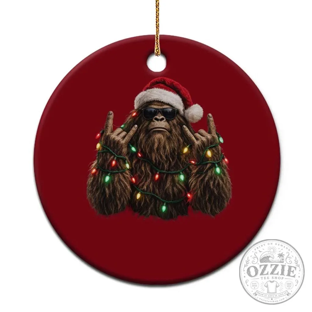 Christmas Bigfoot Rock On Sasquatch Heavy Metal Holiday Ceramic Ornament 5 Christmas Bigfoot Rock On Sasquatch Heavy Metal Holiday Ceramic Ornament