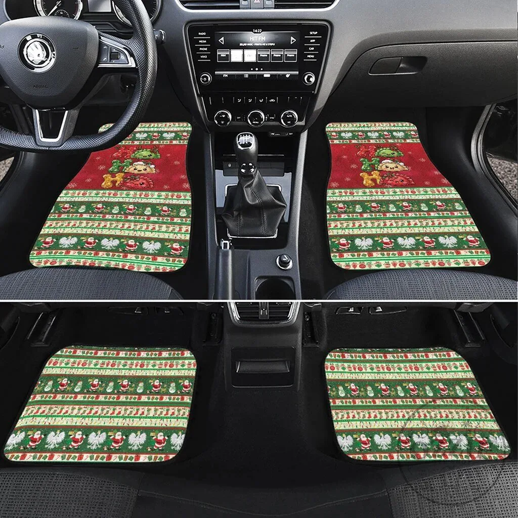 Christmas Holiday Santa Claus Reindeer Pattern Car Mats