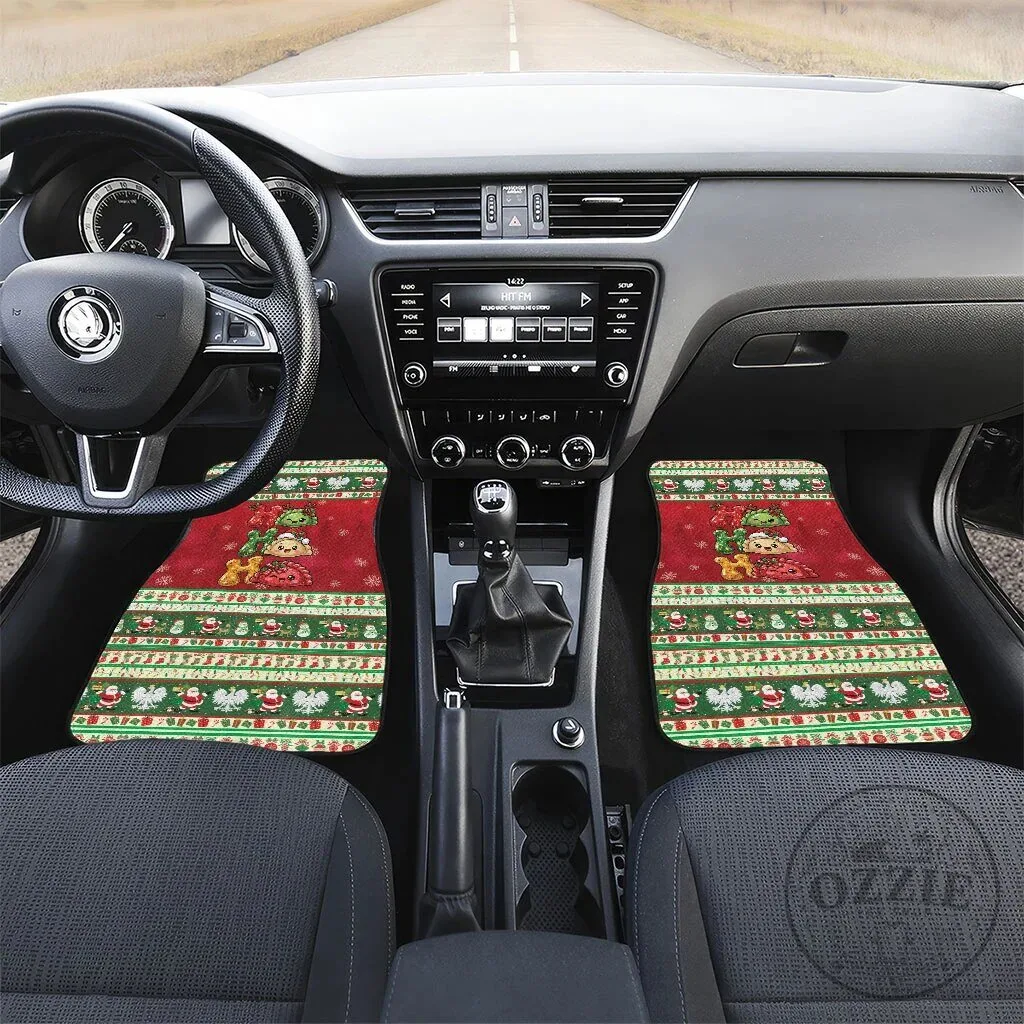 Christmas Holiday Santa Claus Reindeer Pattern Car Mats 8 Christmas Holiday Santa Claus Reindeer Pattern Car Mats