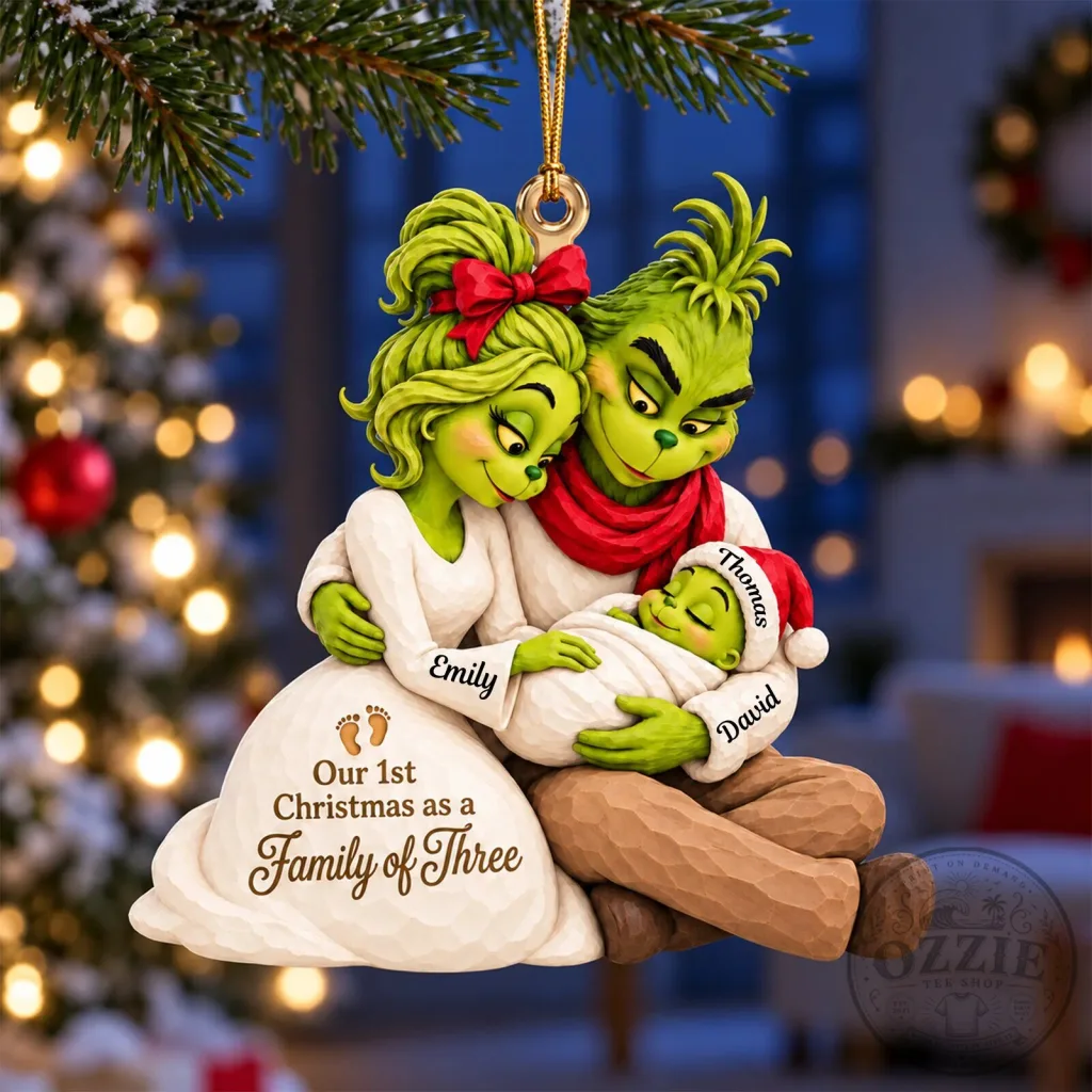 Grinch Family of Three First Christmas Personalized Ornament Grinch Family of Three First Christmas Personalized Ornament