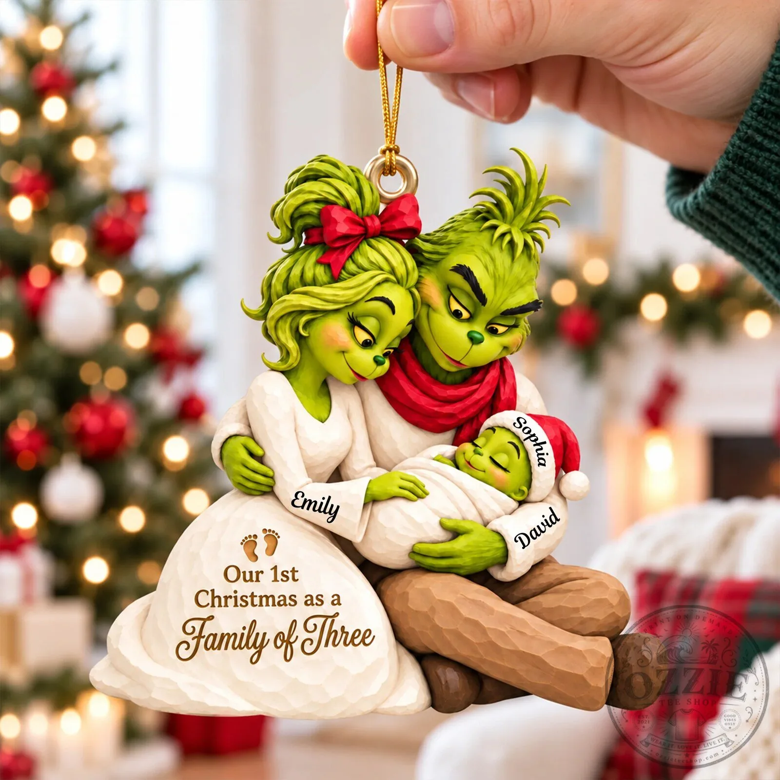 Grinch Family of Three First Christmas Personalized Ornament 9 Grinch Family of Three First Christmas Personalized Ornament