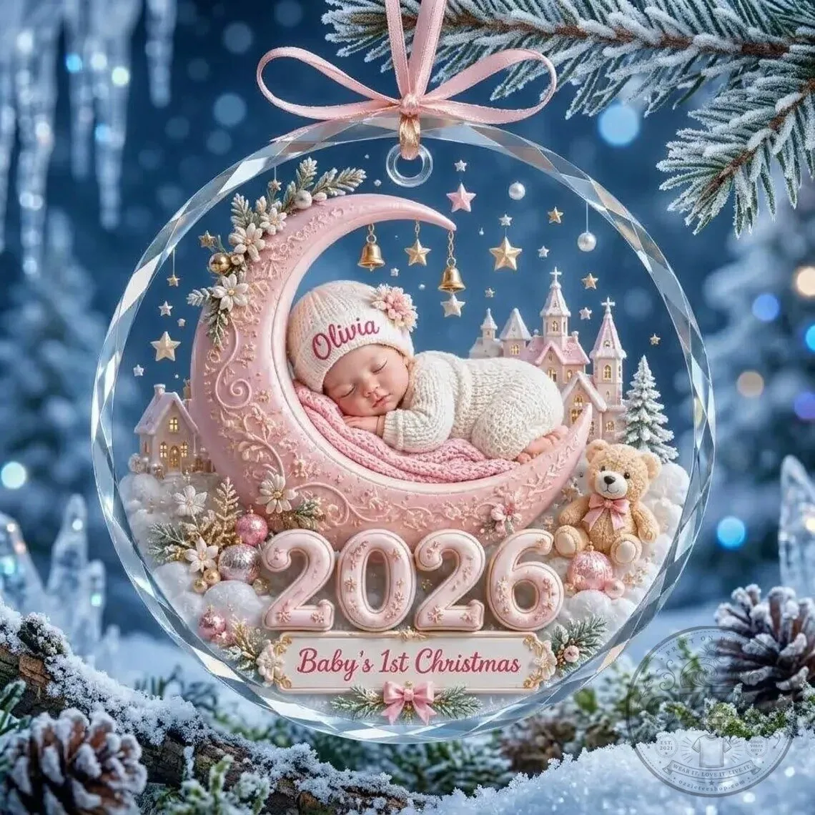 Personalized Baby First Christmas 2026 Crystal Ornament with Custom Name 8 Personalized Baby First Christmas 2026 Crystal Ornament with Custom Name