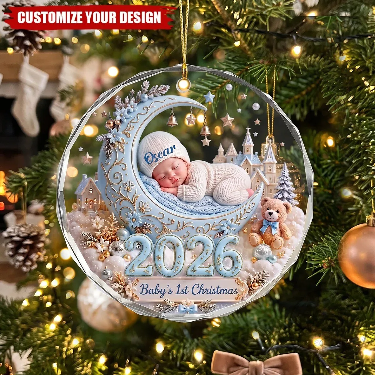 Personalized Baby First Christmas 2026 Crystal Ornament with Custom Name 9 Personalized Baby First Christmas 2026 Crystal Ornament with Custom Name