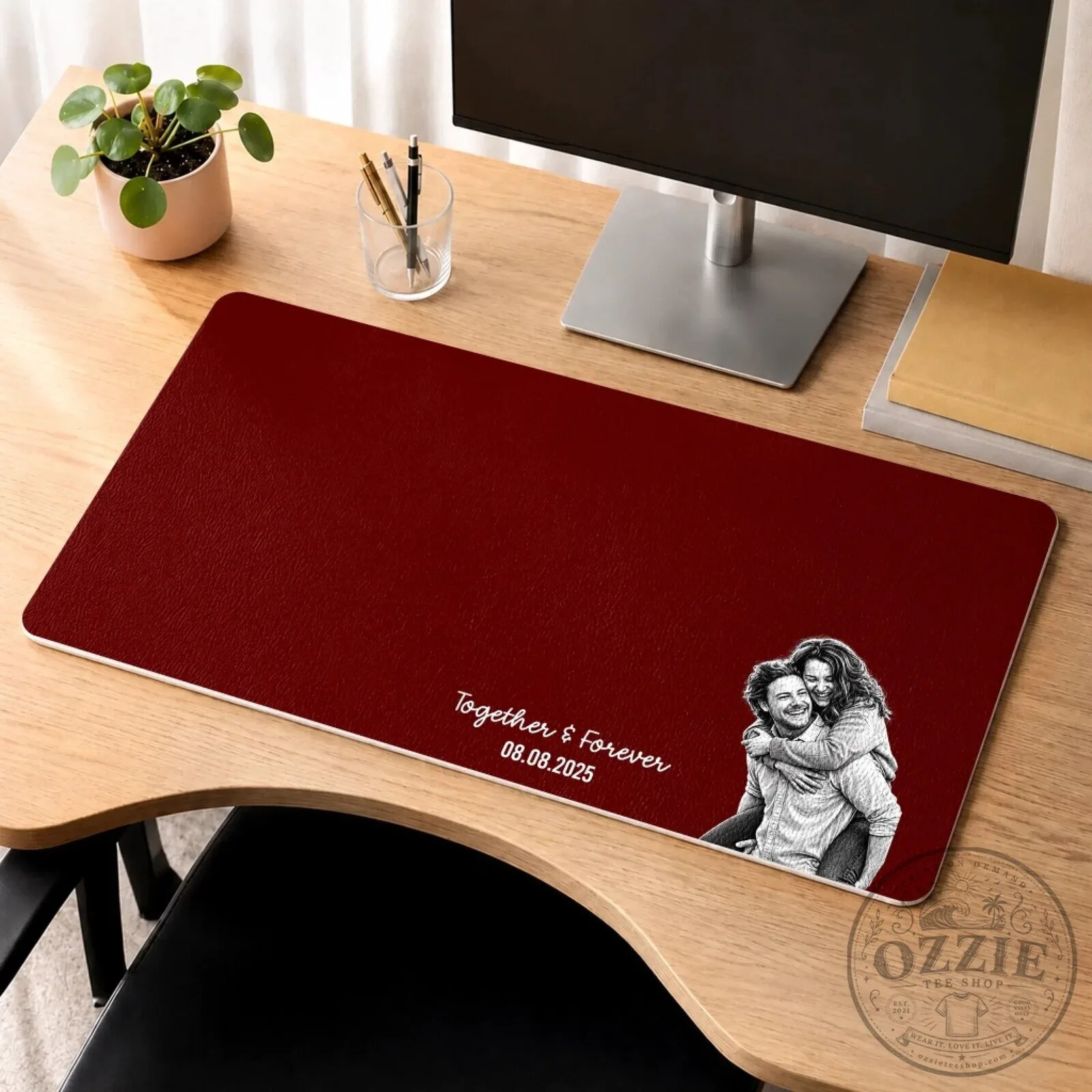 Personalized Couple Photo Romantic Keepsake Desk Mat - Together And Forever