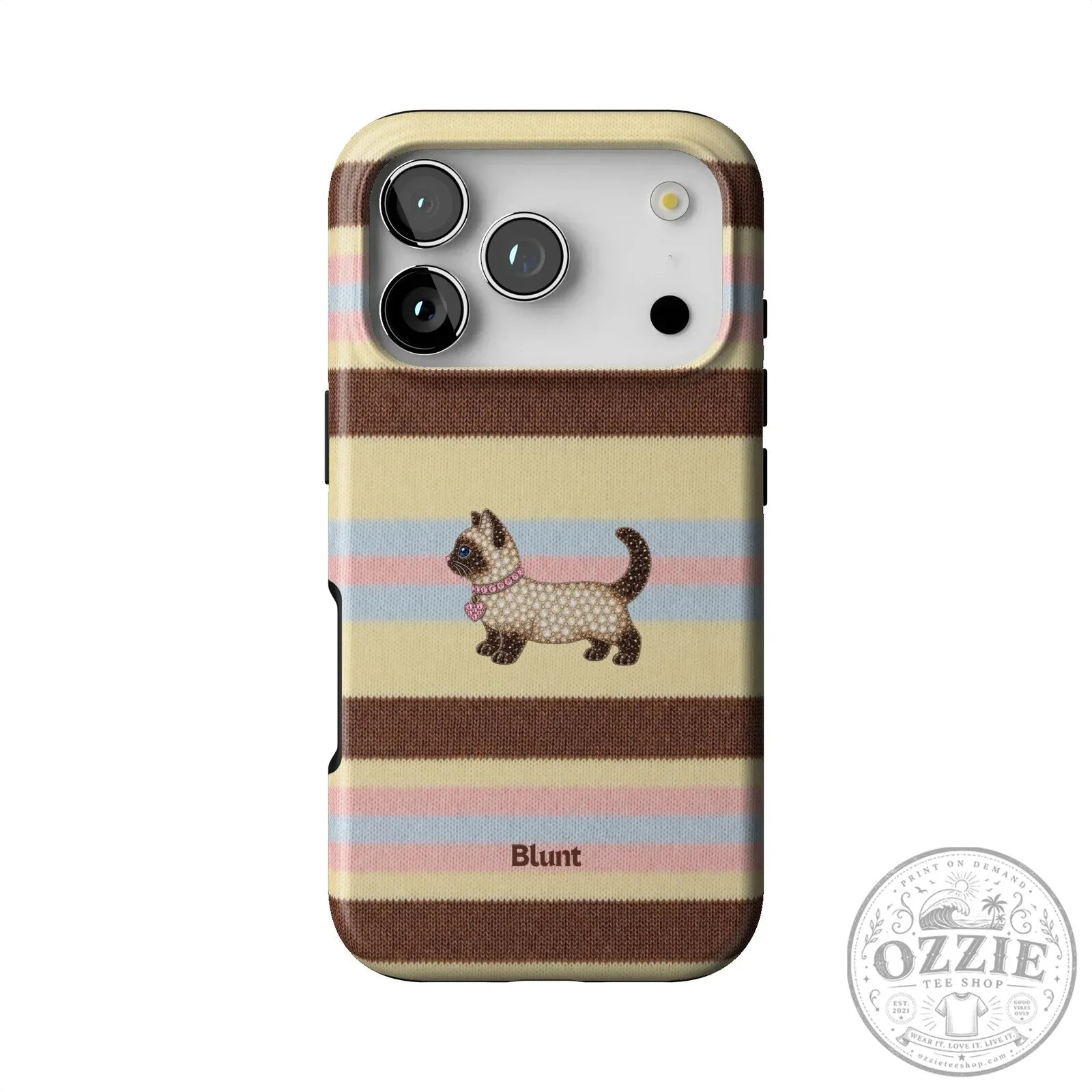 Cute Siamese Kitten Cat Striped Pattern Phone Case for iPhone 15 Pro Max