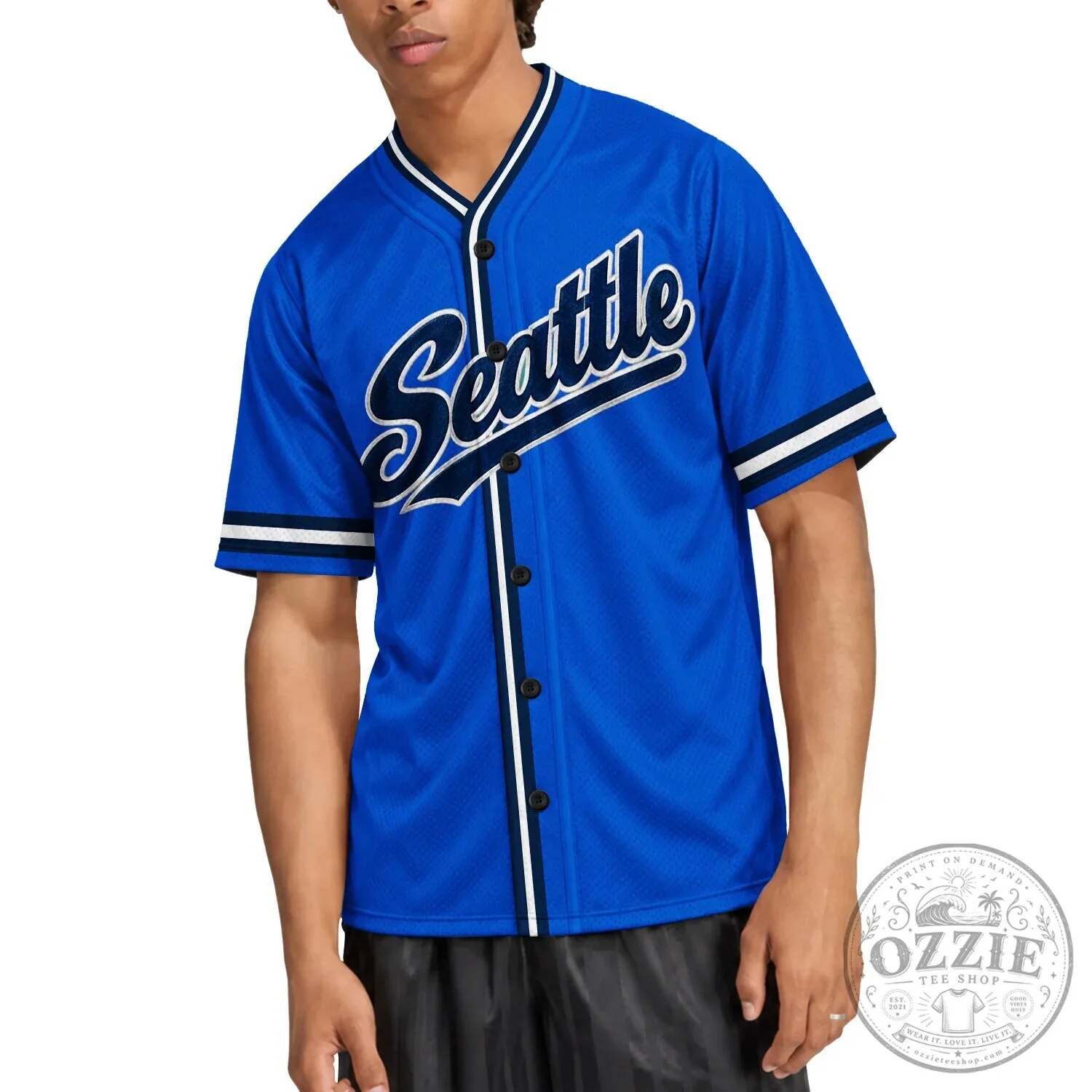 Seattle Baseball Team Fan Apparel Teal Blue Striped Baseball Jersey 20 Seattle Baseball Team Fan Apparel Teal Blue Striped Baseball Jersey
