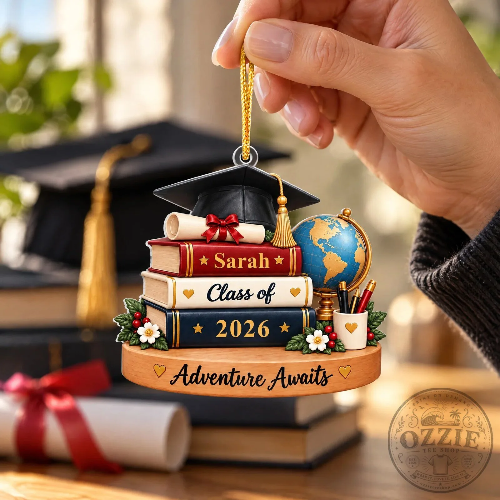 Personalized Graduation Books And Cap Ornament, Custom Class of 2026 Keepsake 10 Personalized Graduation Books And Cap Ornament, Custom Class of 2026 Keepsake